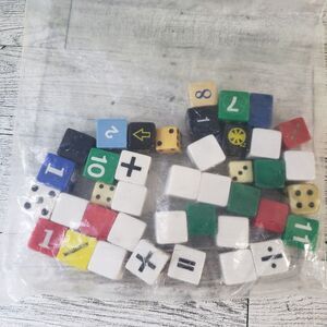 Dice Lot of 38 Pieces Blanks Math & Vintage older Dice Mini 1/2" to 5/8" Mixed